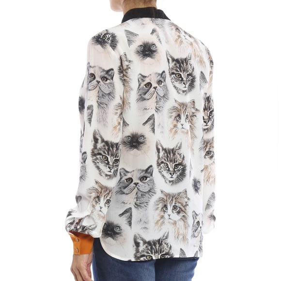 Stella McCartney silk cat print blouse size 34 or US 0, excellent condition - Picture 3 of 14